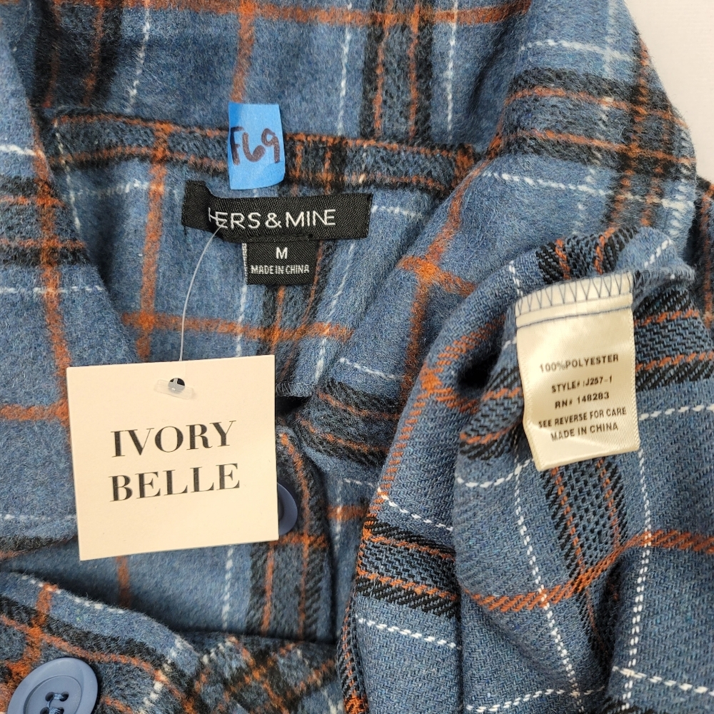 NWT Oversized blue plaid flannel jacket - Picture 6 of 6
